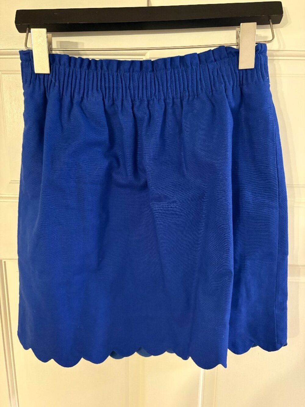 J.Crew Factory Linen Blend Scalloped Hem Mini Skirt | Cobalt | Size 0